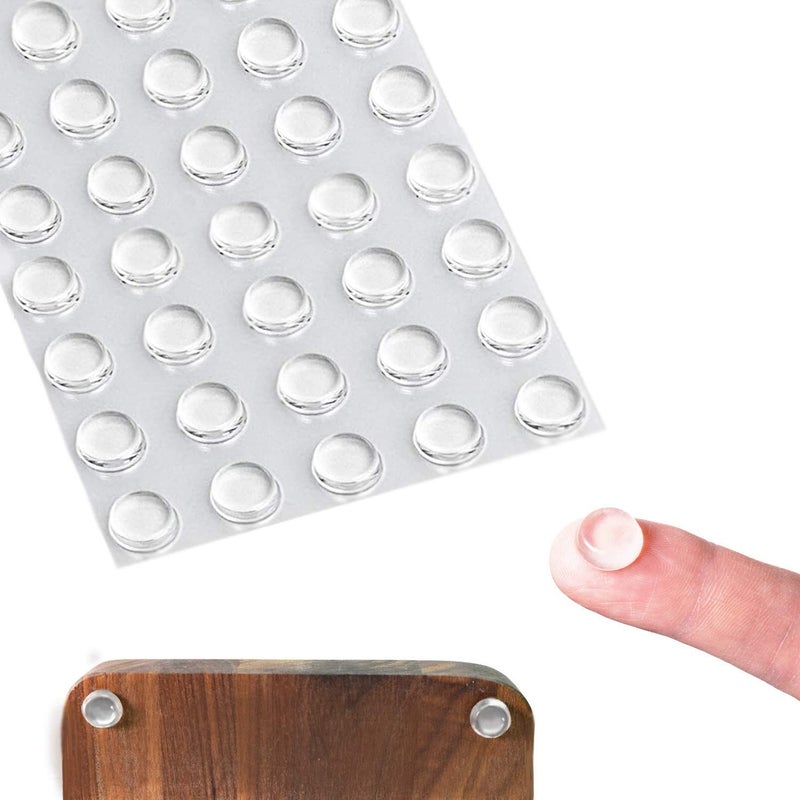 Iktu Iktu 128Pcs Noise Dampening Bumper Pads Clear Self Adhesive Cabinet Door Bumpers Transparent Cylindrical Rubber Buffer Pads for Drawers Picture Frames Glass Top Small Furniture (12x4 mm -128pcs)  - Image 1