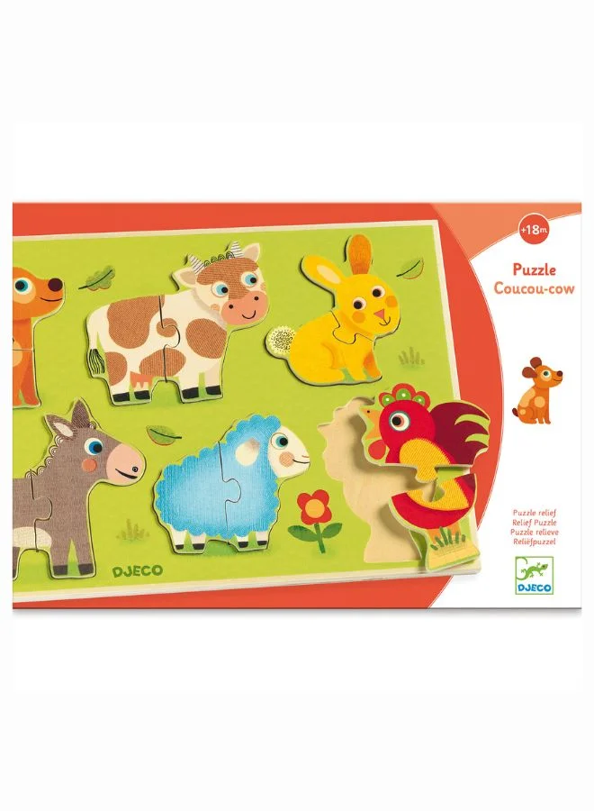 DJECO Wooden Puzzle - Coucou-Cow