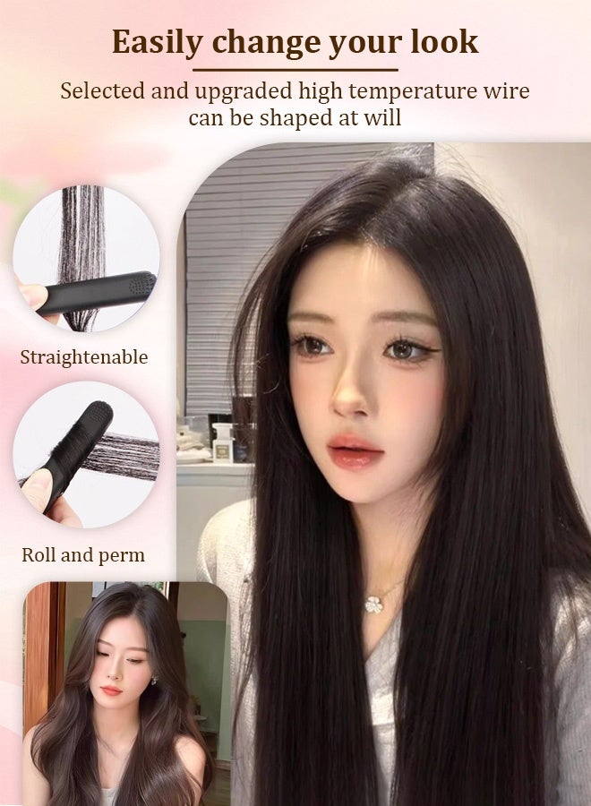 شعر مستعار طويل مستقيم مع فرق في المنتصف وغرة - Image 2