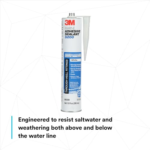 3M Marine Adhesive Sealant 5200 (06500) Permanent Bonding and Sealing for Boats and RVs Above and Below the Waterline Waterproof Repair, White, 10 fl oz Cartridge - Image 5