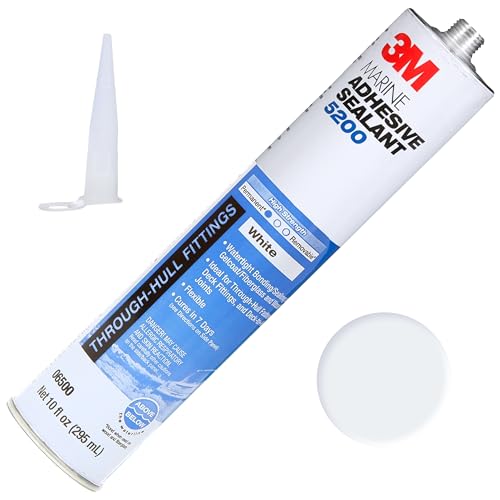 3M Marine Adhesive Sealant 5200 (06500) Permanent Bonding and Sealing for Boats and RVs Above and Below the Waterline Waterproof Repair, White, 10 fl oz Cartridge - Image 1