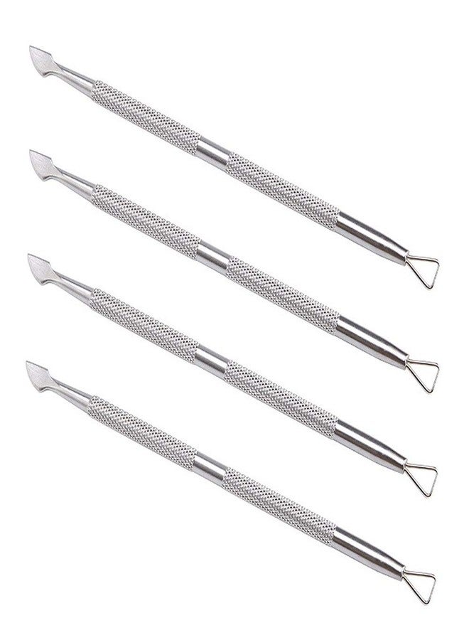 lasenersm 4 Pieces Nail Cuticle Pusher Stainless Steel Cuticle Pusher Triangle Cuticle Peeler Scraper Cuticle Pusher Gel Nail Polish Nail Art Cuticle Remover Tool, Silver - Image 1