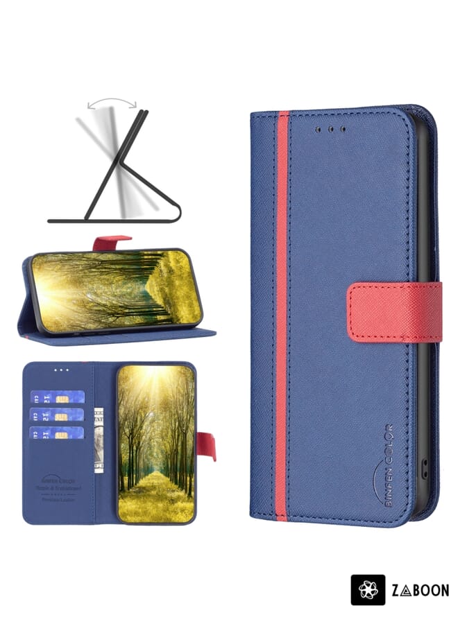 Zaboon Protective Case For Xiaomi Redmi Note 11 Pro Global BF13 Color Matching Cross Texture Leather - Image 1