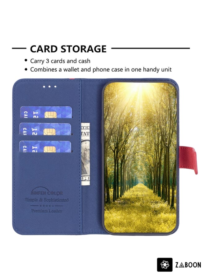 Zaboon Protective Case For Xiaomi Redmi Note 11 Pro Global BF13 Color Matching Cross Texture Leather - Image 5