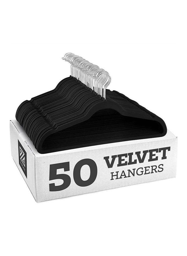 VELVET 50 flocking hangers, black flocking galvanized hooks - Image 1