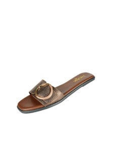 Michelle Morgan 092-2781 Michelle Morgan Ladies Flat Heel Sandals 114RL105 Brown  - Image 3