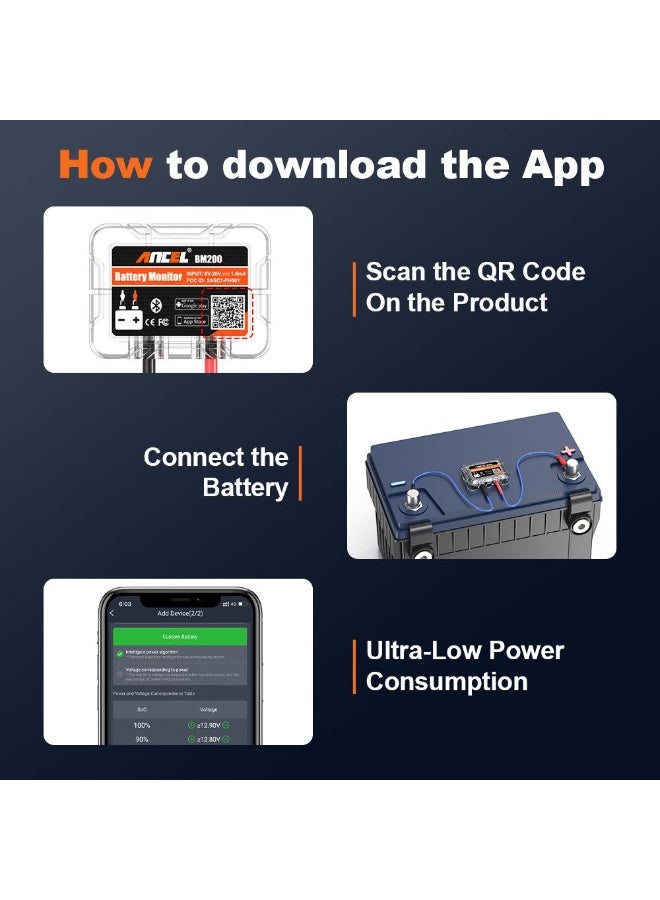 أنسيل مقياس عمر البطارية اون لاين لاسلكي فوري مراقبة طاقة البطارية و جهد فولت بطارية السيارة - Image 4