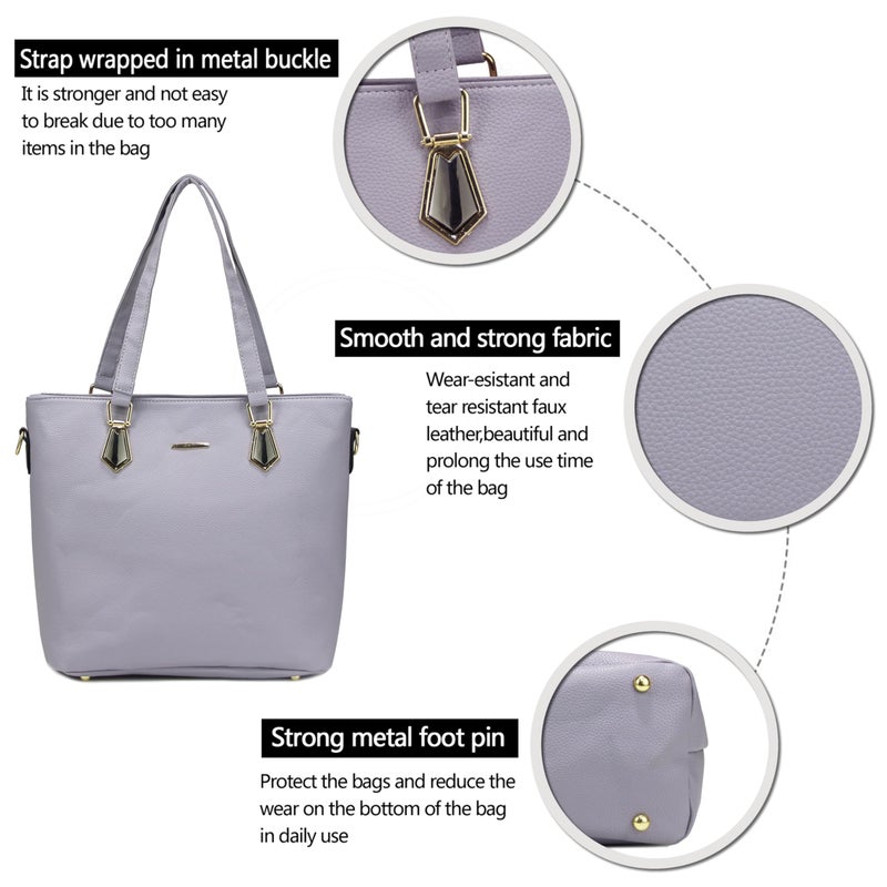 2E-youth Designer Purses and Handbags for Women Satchel Shoulder Bag Tote Top Handle Bag (4B-light purple) - Image 5
