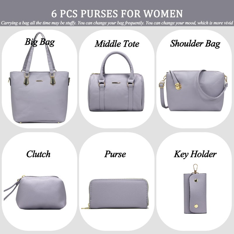 2E-youth Designer Purses and Handbags for Women Satchel Shoulder Bag Tote Top Handle Bag (4B-light purple) - Image 2