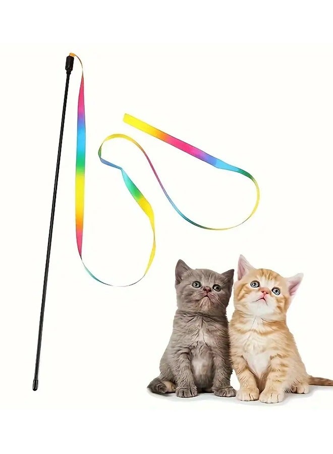 Cat Toys Interactive Cat Wand Toys with Feather and Bell Safe Cat Teaser Catcher Stick Toy Colorful  for Cats Kittens Training Pets Exerciser 1 Piece - Image 1