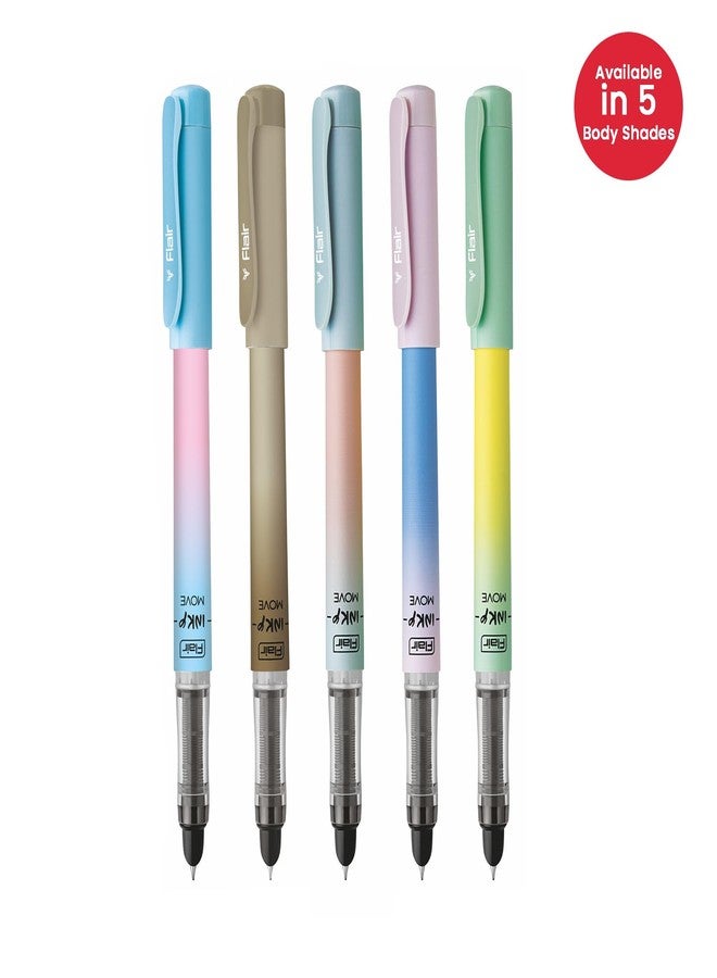 FLAIR Inky Move Fountain Pen Blister Pack | Attractive Matte Finish Pastel Body Colors | Free 2 Pieces X-Large Jumbo Cartridges Each Pack | Blue Ink, Pack of 5 - Image 4
