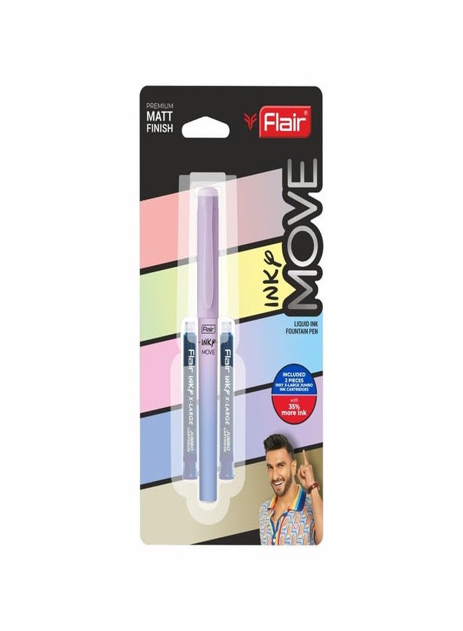 FLAIR Inky Move Fountain Pen Blister Pack | Attractive Matte Finish Pastel Body Colors | Free 2 Pieces X-Large Jumbo Cartridges Each Pack | Blue Ink, Pack of 5 - Image 2