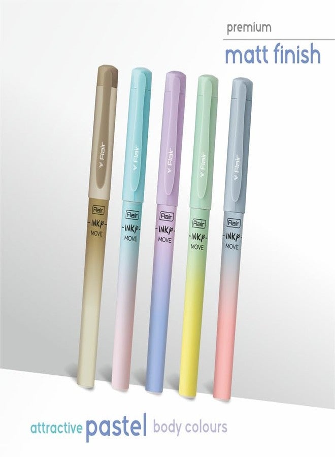 FLAIR Inky Move Fountain Pen Blister Pack | Attractive Matte Finish Pastel Body Colors | Free 2 Pieces X-Large Jumbo Cartridges Each Pack | Blue Ink, Pack of 5 - Image 5