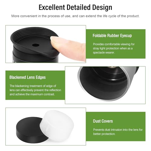 Astromania Telescope Plossl Eyepiece 8mm, 50 Degree Apparent Field of View Plossl Lens with Fully Multi Coated 4-Element, Metal Telescope Accessory for Standard 1.25 Inch Astronomy Filter Thread - Image 2