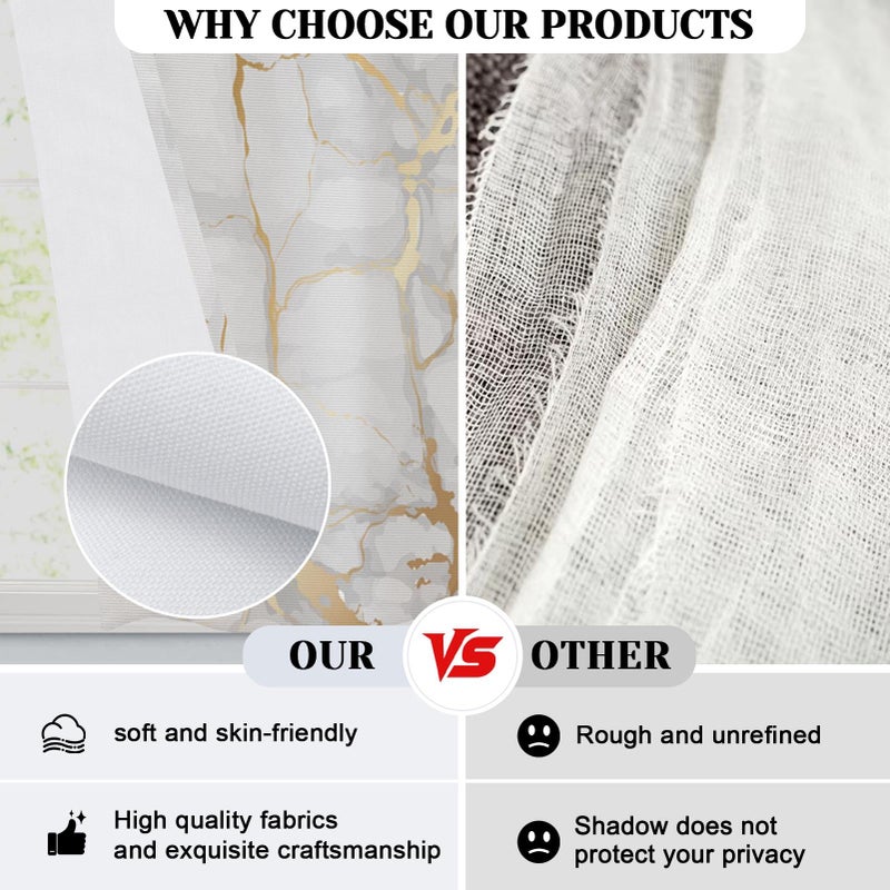 MCALK Luxury Gold Marble Kitchen Curtains Tiers and Valances Set 3 Piece for Windows White Background Kitchen Window Curtains Set,Modern Vintage Style Valances for Living Room(36" Tiers Set) - Image 3