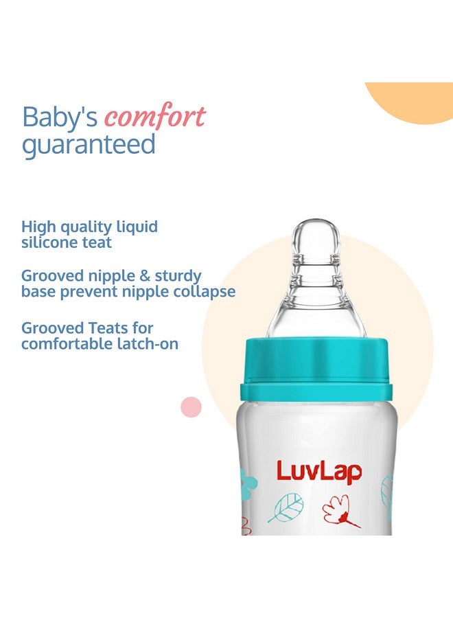 Luvlap Anti-Colic Slim/Regular Neck Essential Baby Feeding Bottle, 250Ml (Pack Of 2), New Born/Infants/Toddler Upto 3 Years, Jungle Tales & Wild Flowers, Bpa Free,Blue  - Image 3