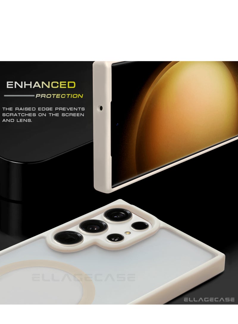 ELLAGECASE حافظة أنيقة بيضاء لهاتف سامسونج جالاكسي S25 ألترا، حماية كاميرا قوية، مضادة للصدمات، حماية معززة، متوافقة مع شحن MagSafe والشحن اللاسلكي - Image 4