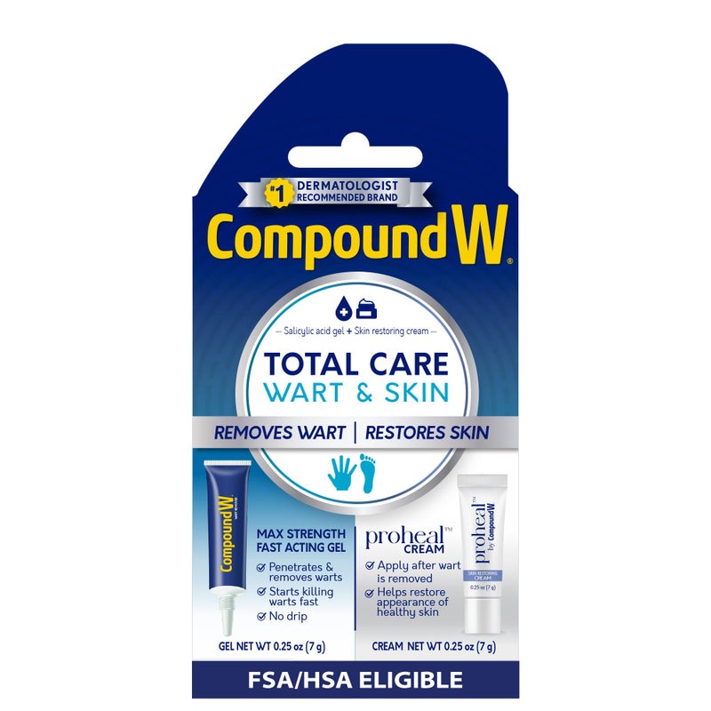 Compound W Total Care Wart Remover with Proheal Cream for Skin - 0.25 oz and Maximum Strength Fast Acting Salicylic Acid Gel - 0.25 oz - Image 1