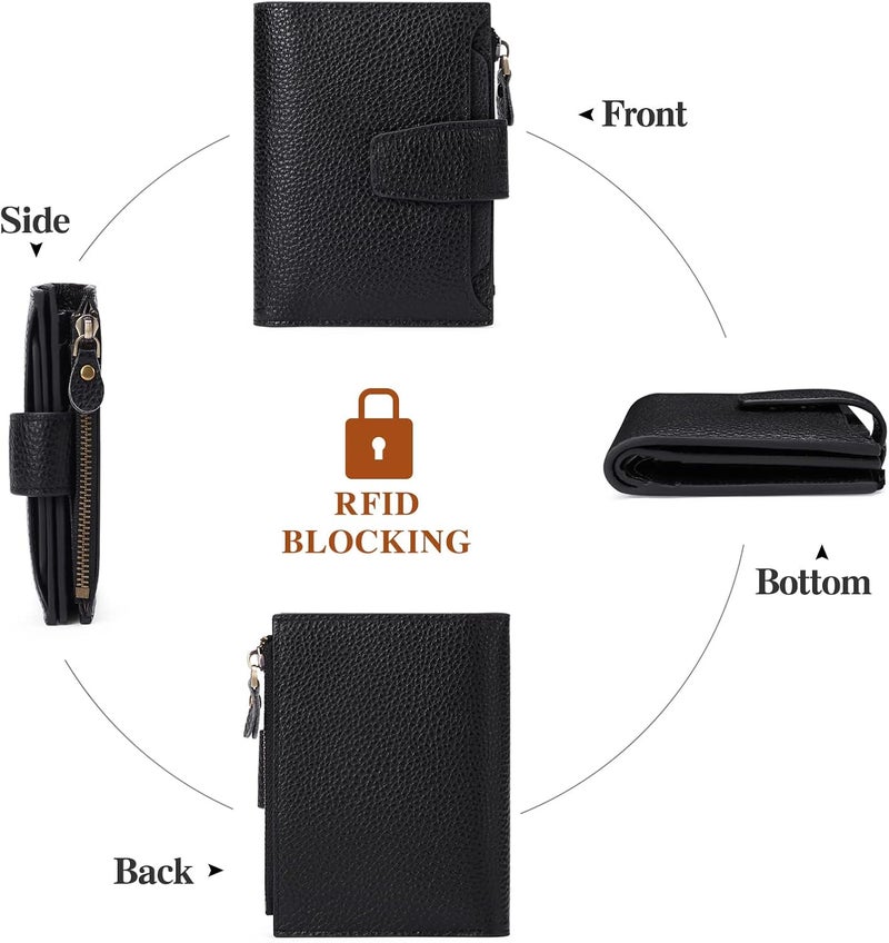 FALAN MULE محفظة صغيرة للنساء جلدية قابلة للطي مضغوطة مانعة لتقنية RFID محفظة صغيرة للنساء - Image 4