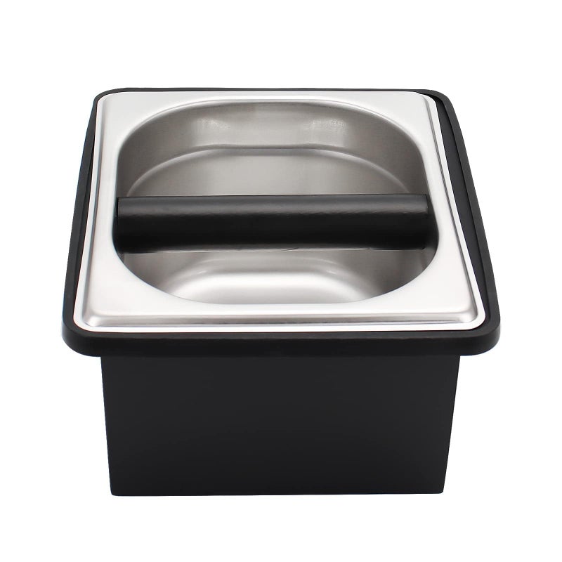 DIBTSA Espresso Knock BoxStainless Steel Coffee Pucks Container with Steel Holder and Noise Reduction Rubber Ring 728 x 68 x 425 inch