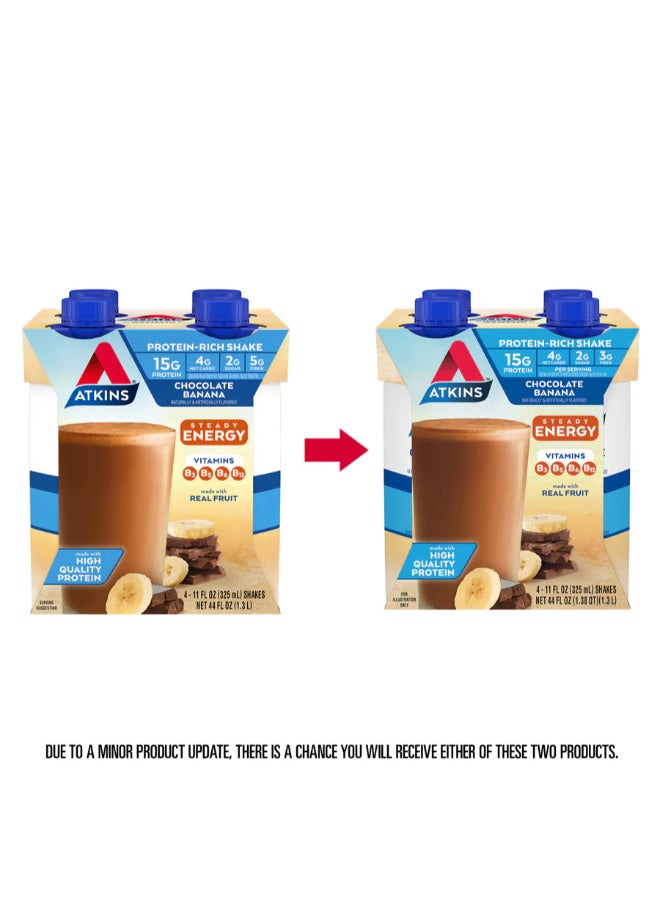 Atkins Protein-Rich Shake Chocolate Banana 4 Shakes 11 fl oz (325 ml) Each - Image 2