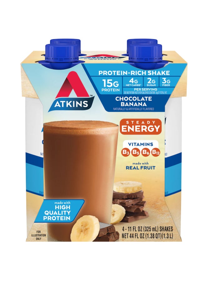 Atkins Protein-Rich Shake Chocolate Banana 4 Shakes 11 fl oz (325 ml) Each - Image 3