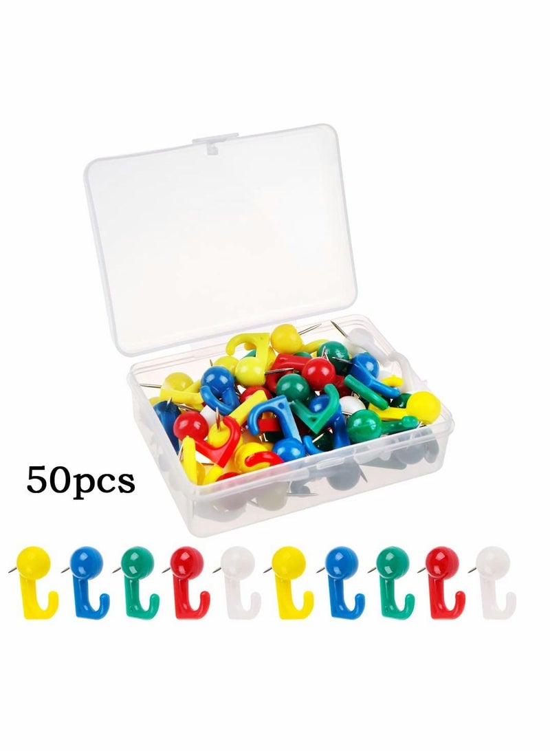 KASTWAVE Colored Push Pin, KASTWAVE Plastic Colored Push Pin Hooks Wall Hooks Mixed Color Thumb Nail For Cork Board Map Photo Calendar, Home Office School Supplies (50Pcs) - Image 3