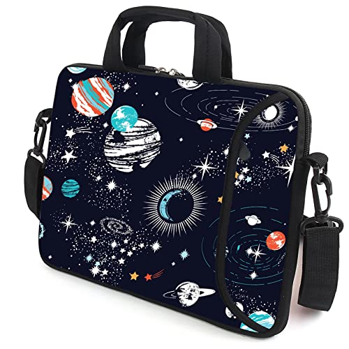 AMARY 13" 13.3" laptop sleeve chromebook case adjustable shoulder strap with handle accessory pocket (Galaxy-1) - Image 3