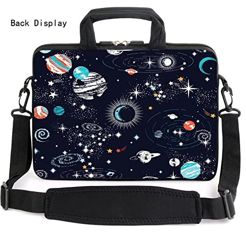 AMARY 13" 13.3" laptop sleeve chromebook case adjustable shoulder strap with handle accessory pocket (Galaxy-1) - Image 2
