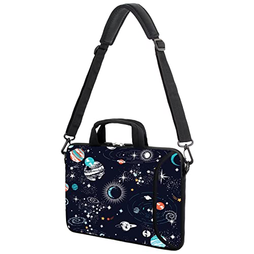 AMARY 13" 13.3" laptop sleeve chromebook case adjustable shoulder strap with handle accessory pocket (Galaxy-1) - Image 5