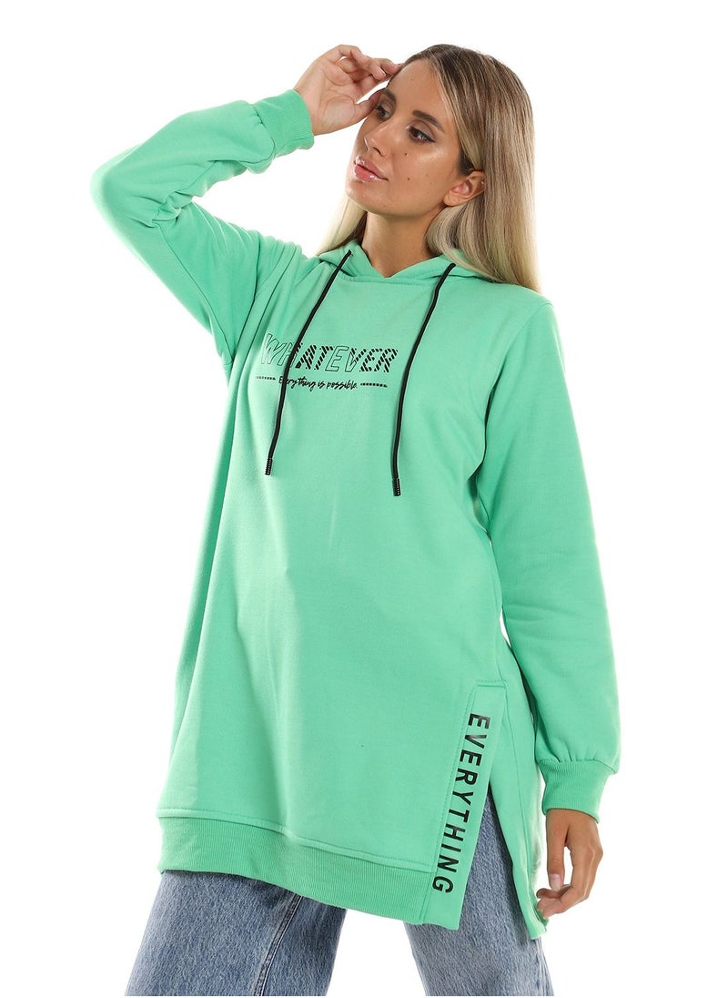 Caesar - Woman  Printed Long Hoodie With Two Open Side - Image 1
