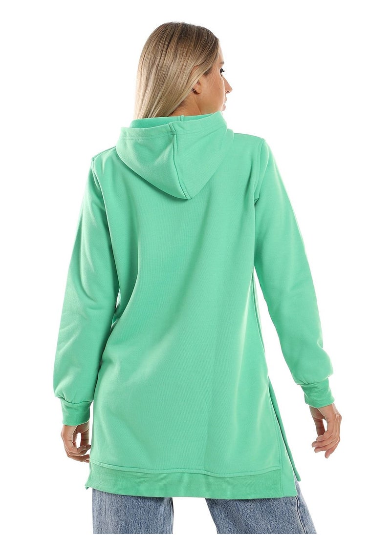 Caesar - Woman  Printed Long Hoodie With Two Open Side - Image 1