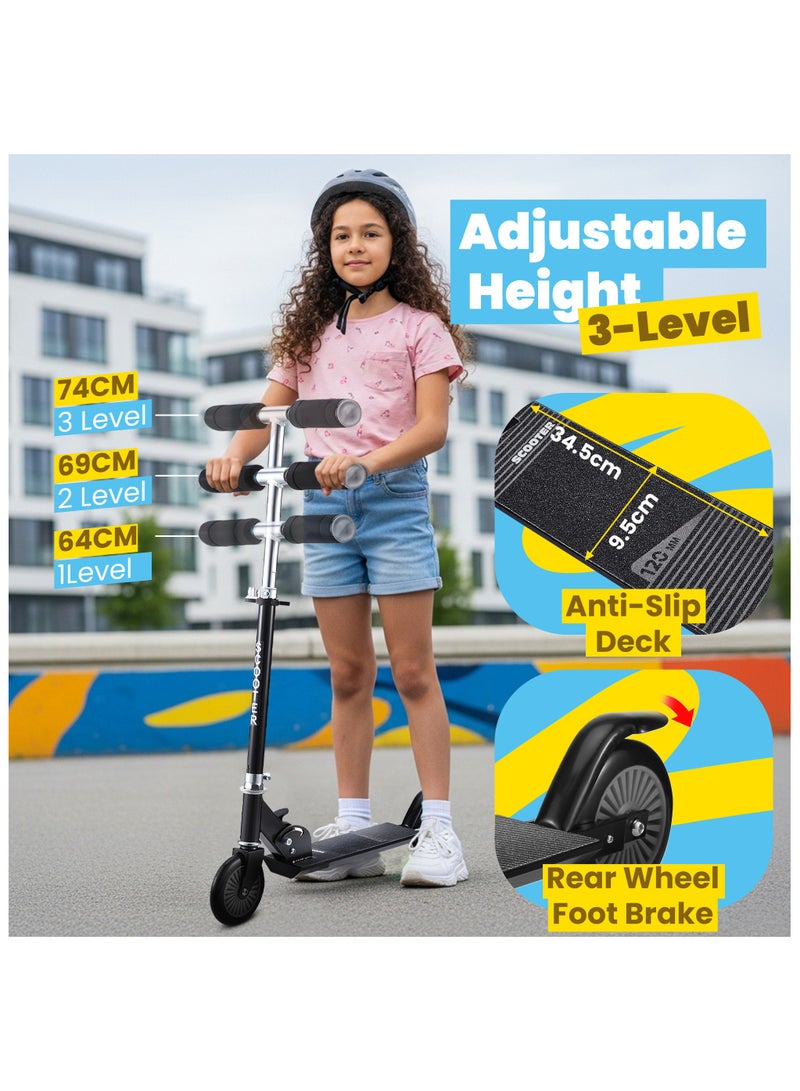 GRAFLO GRAFLO 2 Wheel Kick Scooter for kids - Adjustable Handlebar Height - Collapsible Push Scooter for Kids, Aluminum Frame, Foot Brake, PU Wheels, Hold Up to 55kgs (5+ Years)  - Image 4