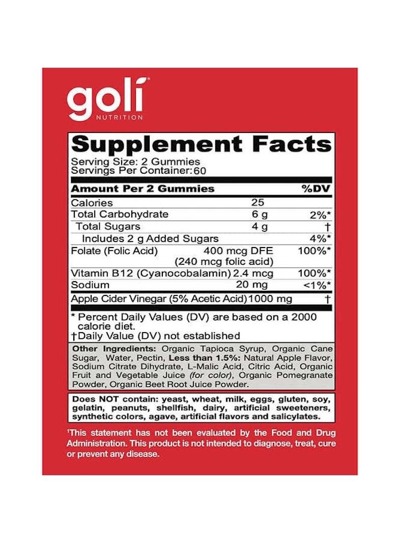 Goli Apple Cider Vinegar Gummies 120 Gummies - Image 2