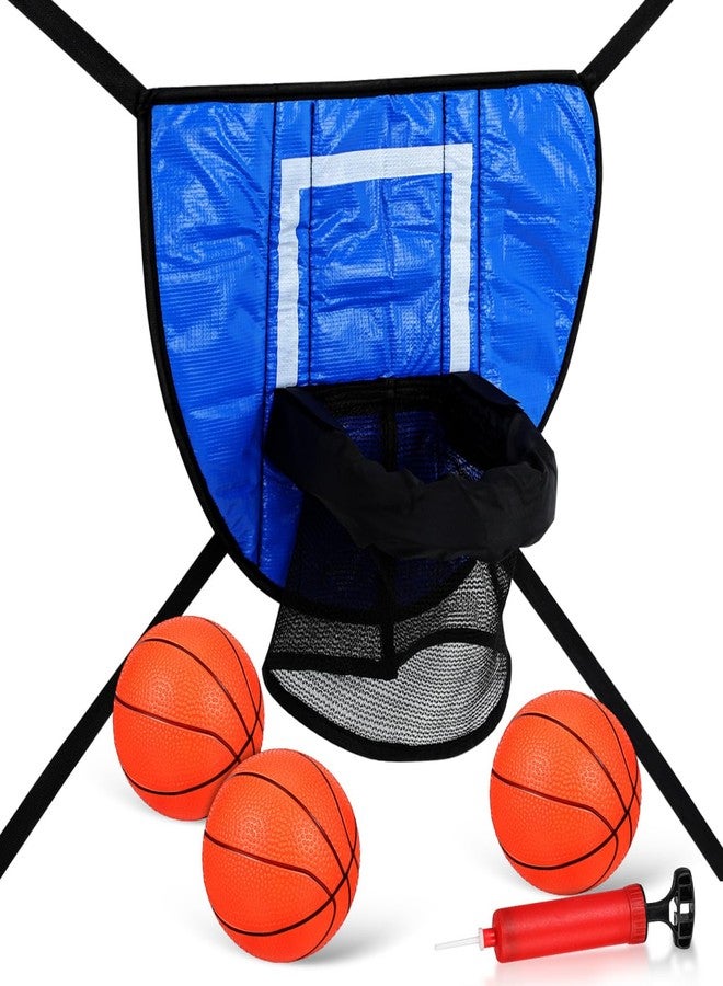 Garneck Mini Basketball Hoop for Trampoline with 3 Balls and Inflator Portable Trampoline Basketball Game Attachment for Indoor and Outdoor Sports Fun - Image 1