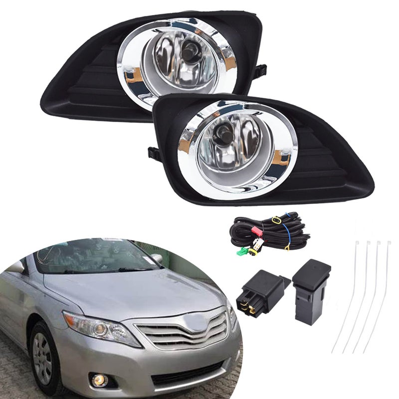SEBLAFF 2Pack Fog Lights Assembly with Bulbs Switch Wiring Kit Left and Right Side Replacement for 20102011 Camry 5203006050 5204006050
