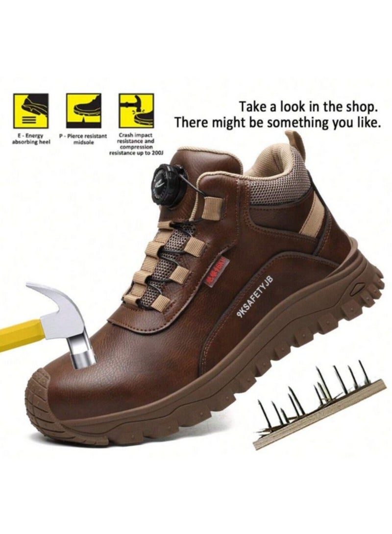 Men's Industrial Safety Boots Waterproof Anti-Slip Insulated Anti Smashing Puncture Resistant Work Shoes Sports Style Casual Solid Low Top with Round Toe Steel Guard Fabric Lined PU Upper and Sole All Season(42 EUR) - Image 1