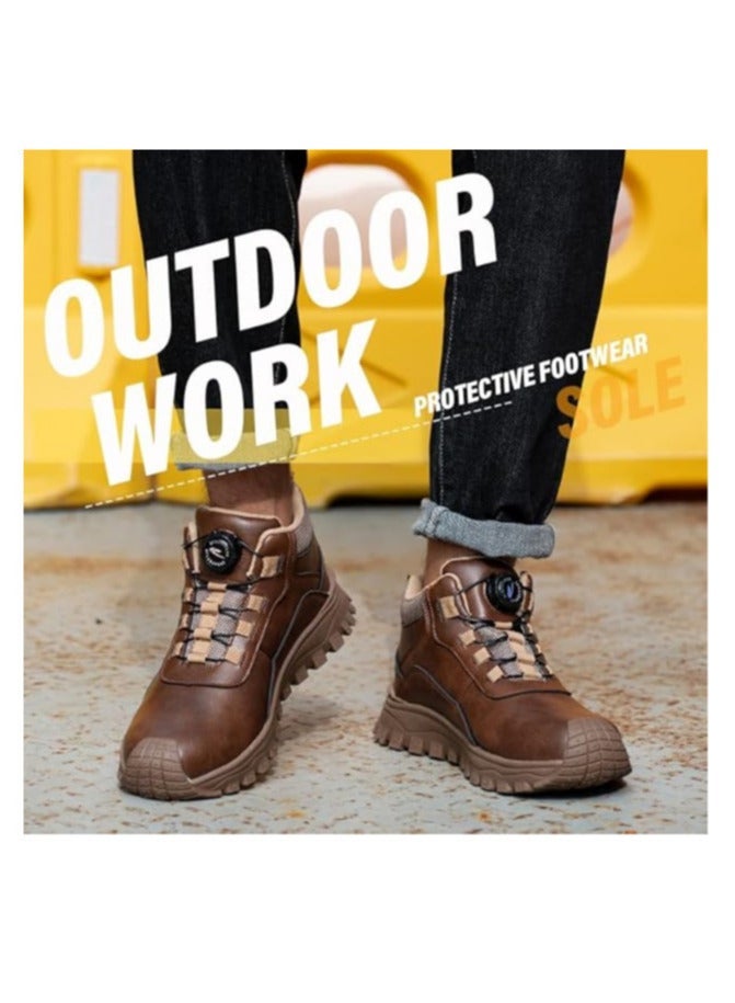 Men's Industrial Safety Boots Waterproof Anti-Slip Insulated Anti Smashing Puncture Resistant Work Shoes Sports Style Casual Solid Low Top with Round Toe Steel Guard Fabric Lined PU Upper and Sole All Season(42 EUR) - Image 4