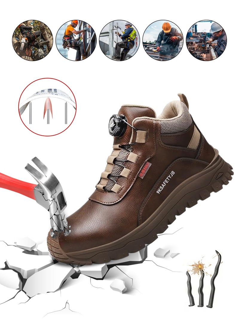 Men's Industrial Safety Boots Waterproof Anti-Slip Insulated Anti Smashing Puncture Resistant Work Shoes Sports Style Casual Solid Low Top with Round Toe Steel Guard Fabric Lined PU Upper and Sole All Season(42 EUR) - Image 1