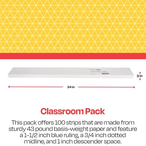 School Smart Ruled Sentence Strips, 3 x 24 Inches, White, Pack of 100,6471 - Image 3