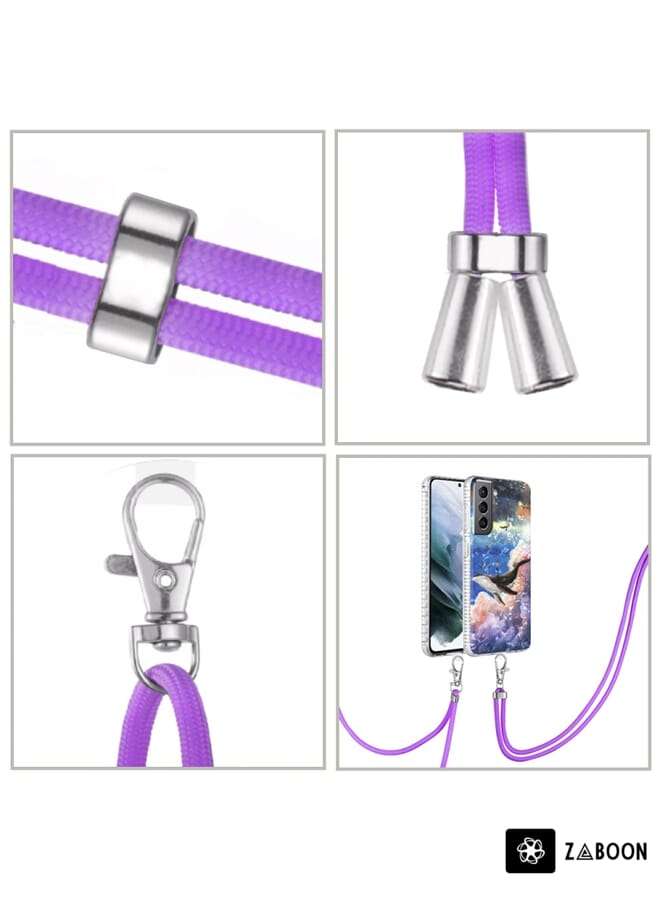 Zaboon Protective Case For Samsung Galaxy S21 5G 2.0mm Airbag Shockproof TPU  with Lanyard - Image 2