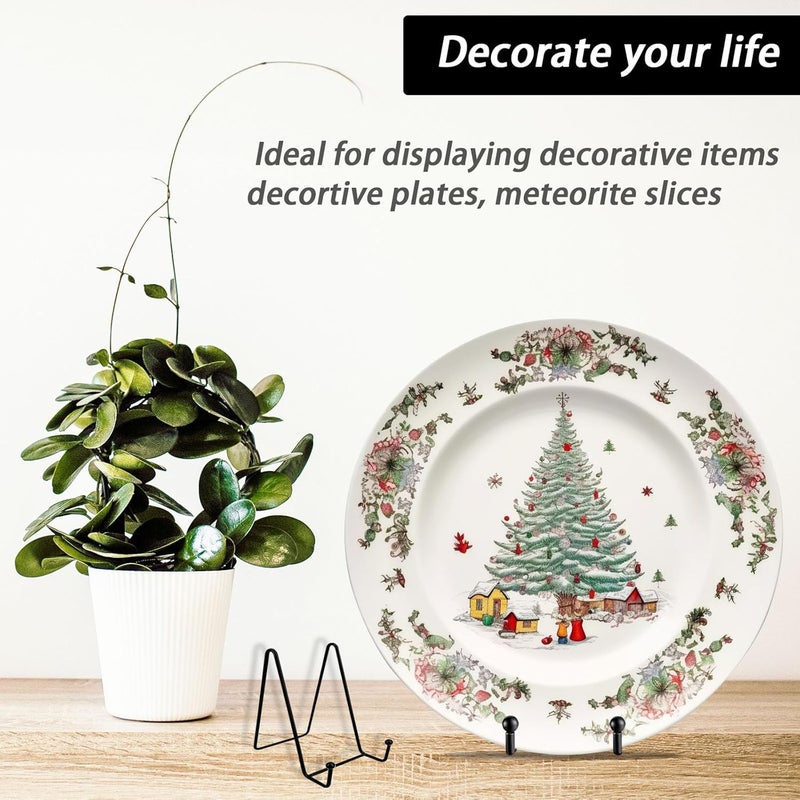XHMAXE 4 Pack 6 Inch Plate Stand for Display, Black Metal Display Stand Holder for Books, Photos, Plates & Artwork, Adjustable Tabletop Shelf Bracket for Decorative Plates, Pictures, Platters & Collectibles - Image 5