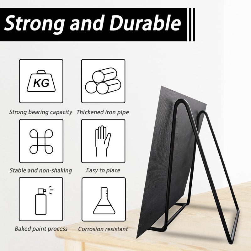 XHMAXE 4 Pack 6 Inch Plate Stand for Display, Black Metal Display Stand Holder for Books, Photos, Plates & Artwork, Adjustable Tabletop Shelf Bracket for Decorative Plates, Pictures, Platters & Collectibles - Image 3