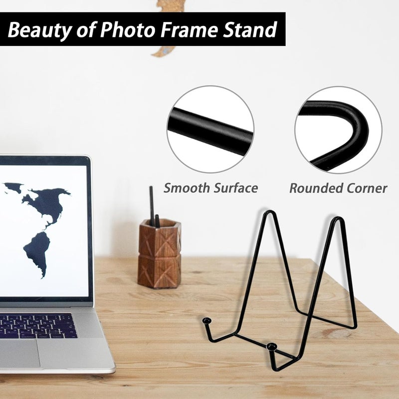 XHMAXE 4 Pack 6 Inch Plate Stand for Display, Black Metal Display Stand Holder for Books, Photos, Plates & Artwork, Adjustable Tabletop Shelf Bracket for Decorative Plates, Pictures, Platters & Collectibles - Image 4