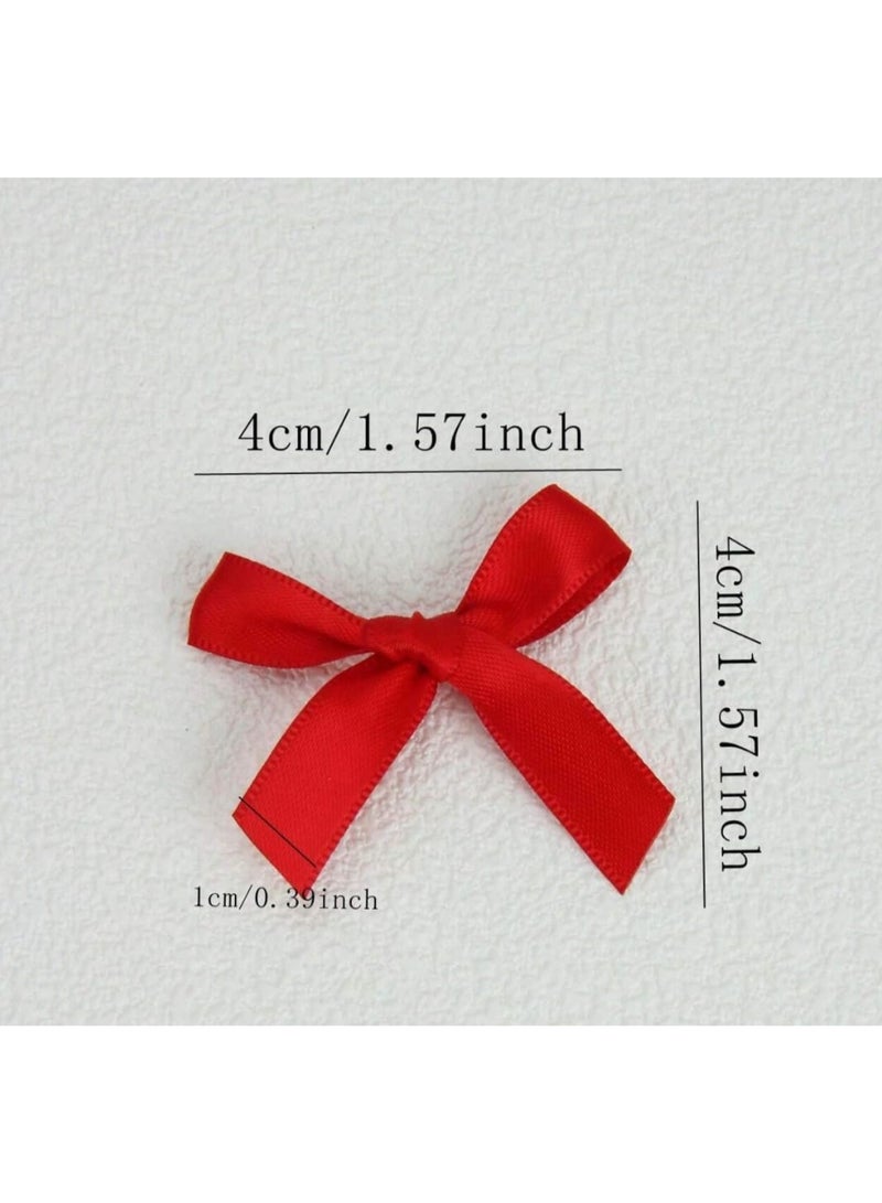 50PCS Red Ribbon Bows Kit - Pre-Curled Gift Wrapping Decor, Wedding Party Hair Clips, All Season Craft Supplies - Image 2