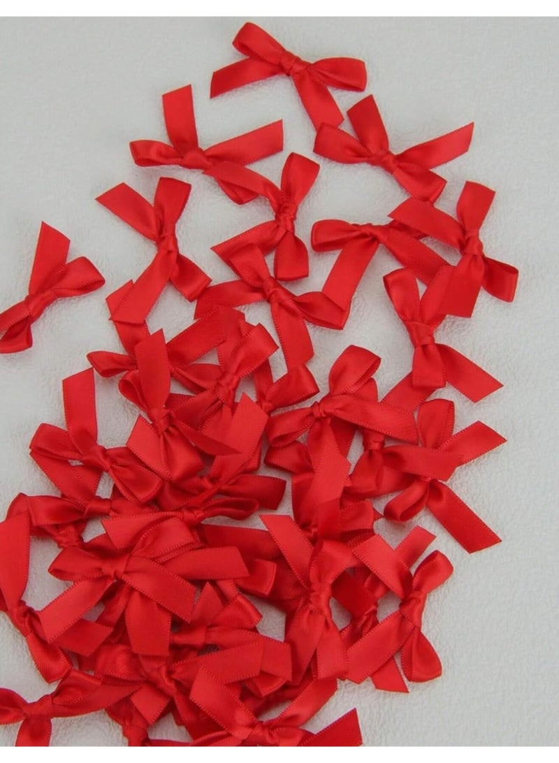 50PCS Red Ribbon Bows Kit - Pre-Curled Gift Wrapping Decor, Wedding Party Hair Clips, All Season Craft Supplies - Image 1