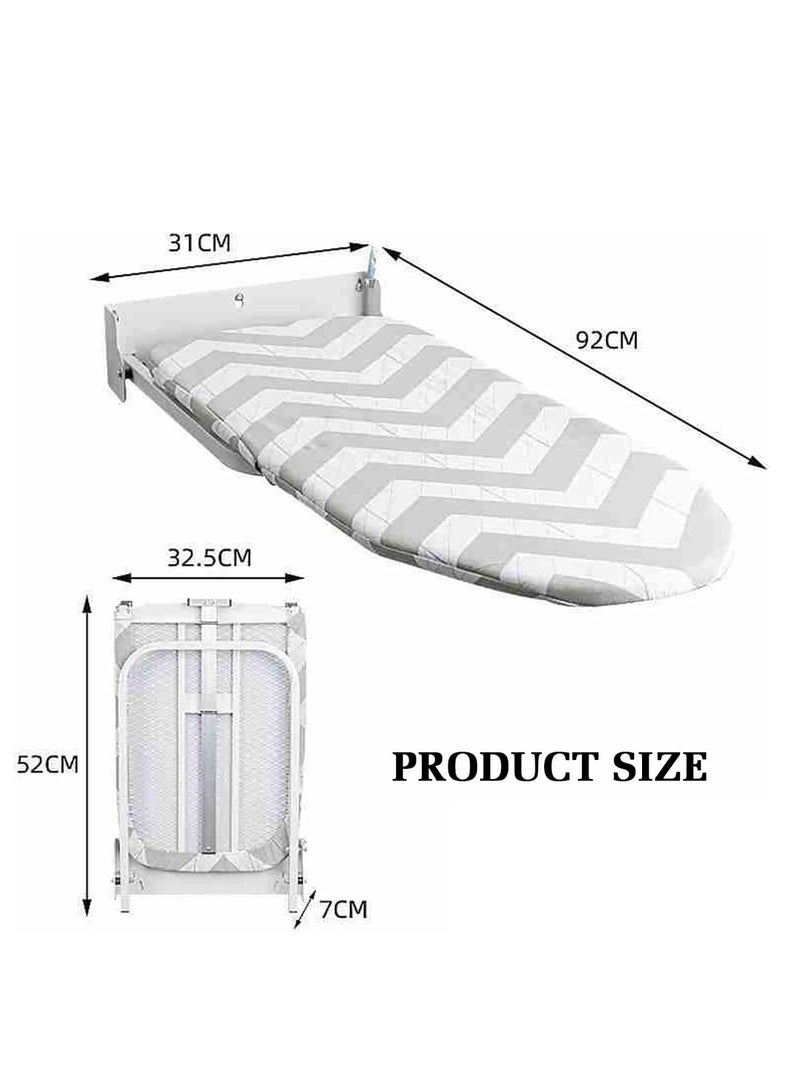 XiuWoo Wall Mounted Ironing Board Fold Down Ironing Board Wall Mount Folding Ironing Board Cabinet with Heat Resistant Cover Compact Wall Mount Ironing Board for Home Apartment Small Spaces,Load 20 Kg - Image 4