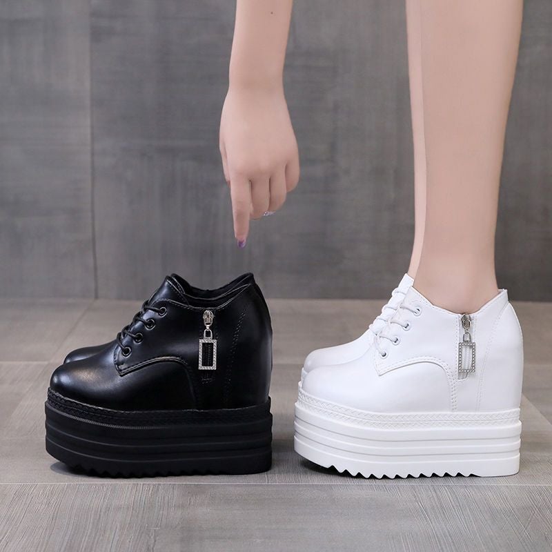 2024 Autum Flats, Women'S Shoes, Super High Heels 12Cm, Korean Style Versatile Thick-Soled Platform Wedges, Sports And Leisure - Image 4