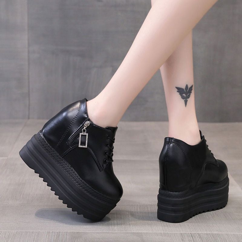 2024 Autum Flats, Women'S Shoes, Super High Heels 12Cm, Korean Style Versatile Thick-Soled Platform Wedges, Sports And Leisure - Image 5