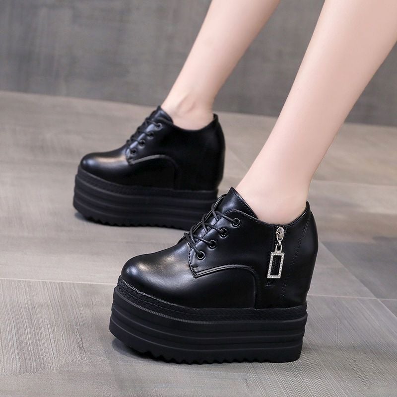 2024 Autum Flats, Women'S Shoes, Super High Heels 12Cm, Korean Style Versatile Thick-Soled Platform Wedges, Sports And Leisure - Image 3